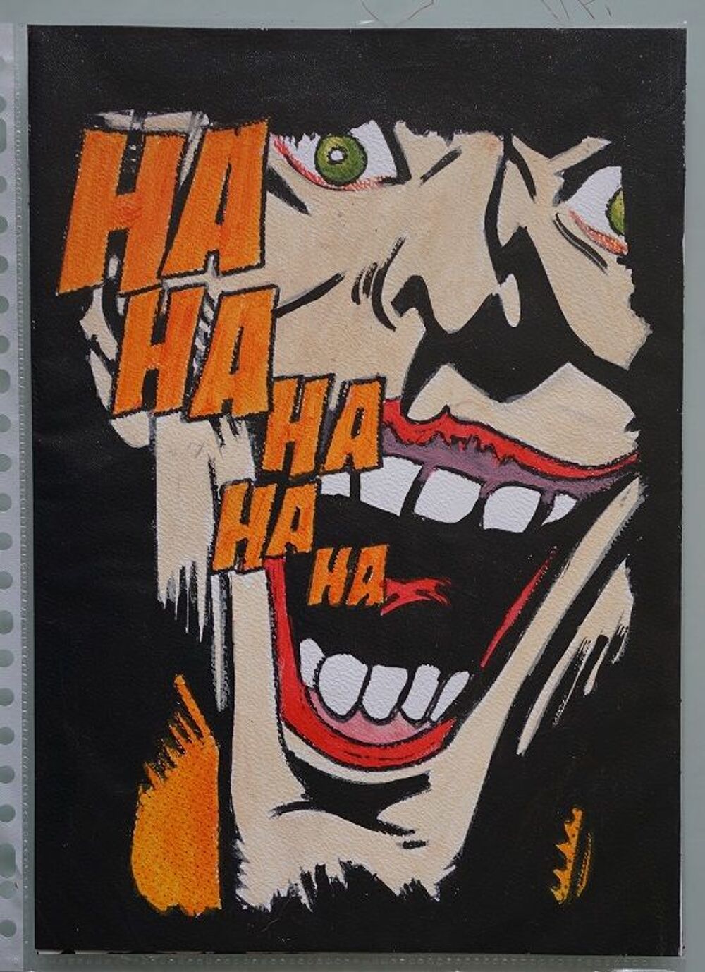 peinture - le rire du joker - sur papier aquarelle format A4 Décoration