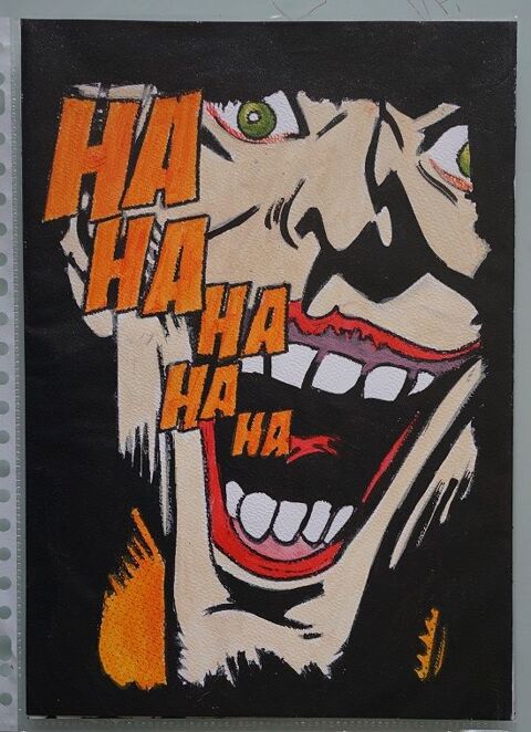 peinture - le rire du joker - sur papier aquarelle format A4 4 Fougères (35)