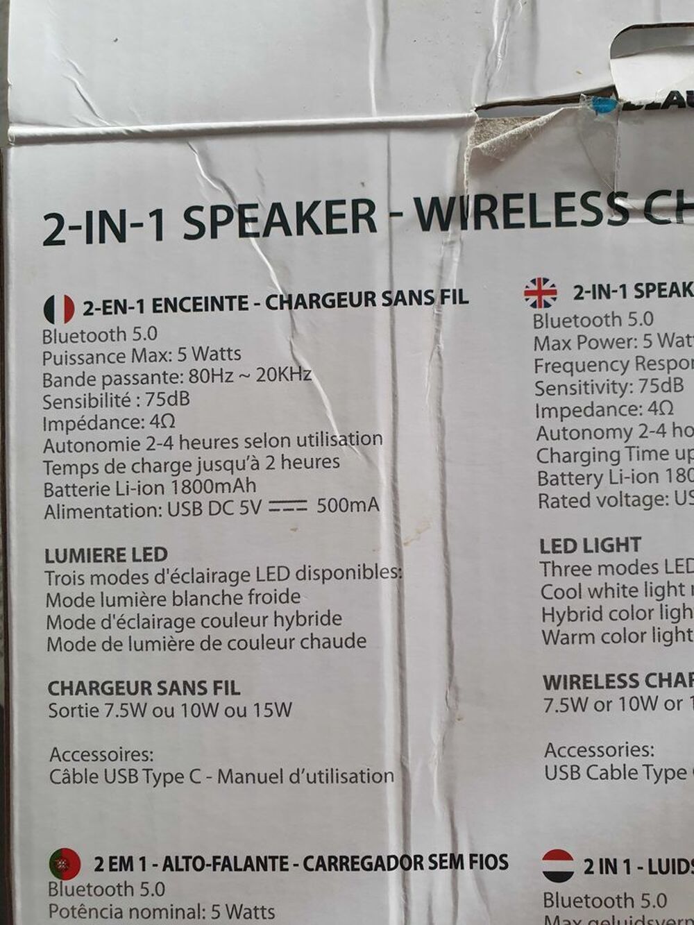 2 en 1 enceinte -chargeur mobile Téléphones et tablettes