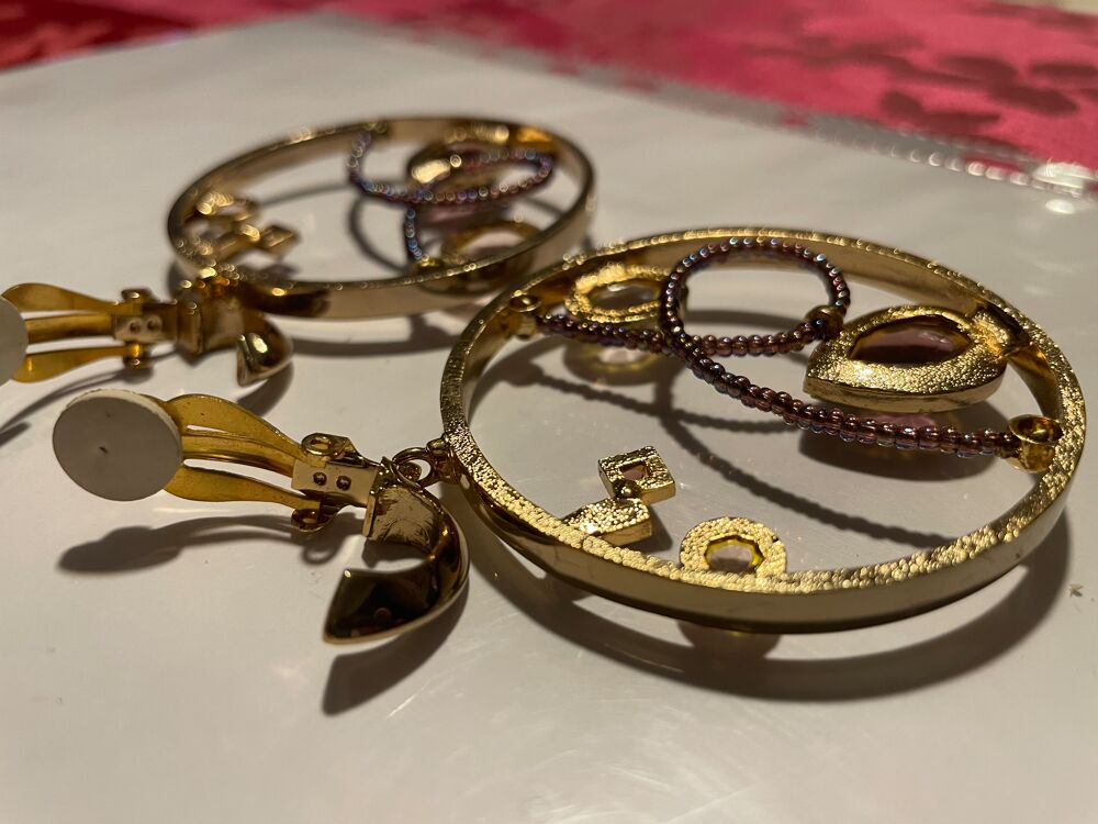 BO Clip dor&eacute;e/pendant strass/enfilage / cercle dor&eacute; ANTIGONA Bijoux et montres
