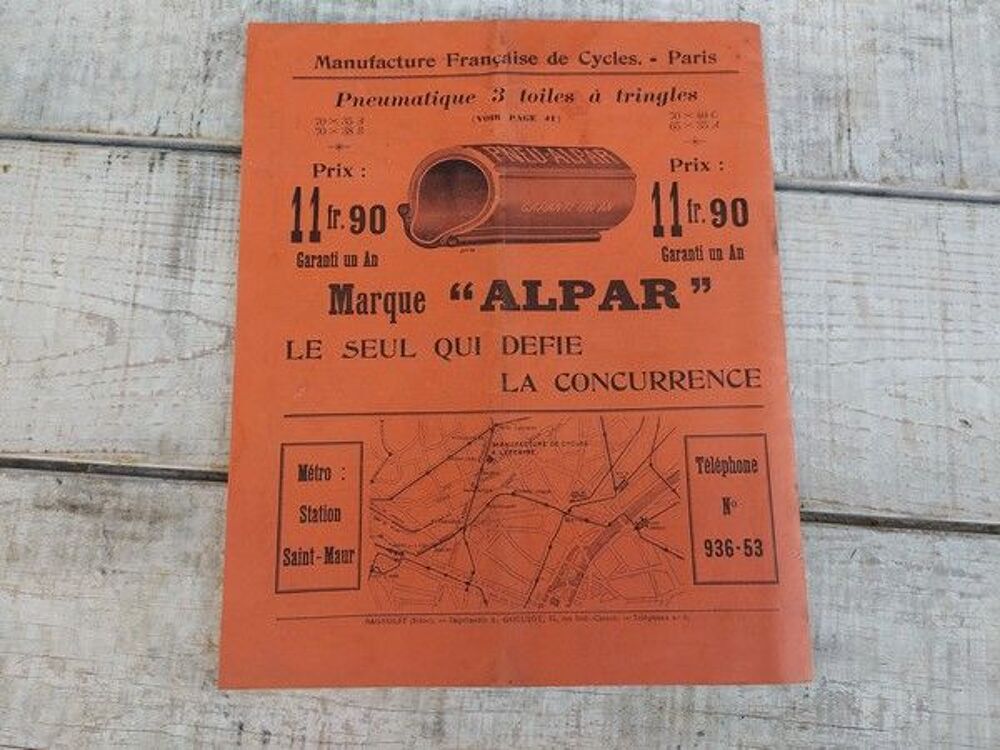 Catalogue Cycles ALPAR Paris 1910 V&eacute;los Bicyclette 