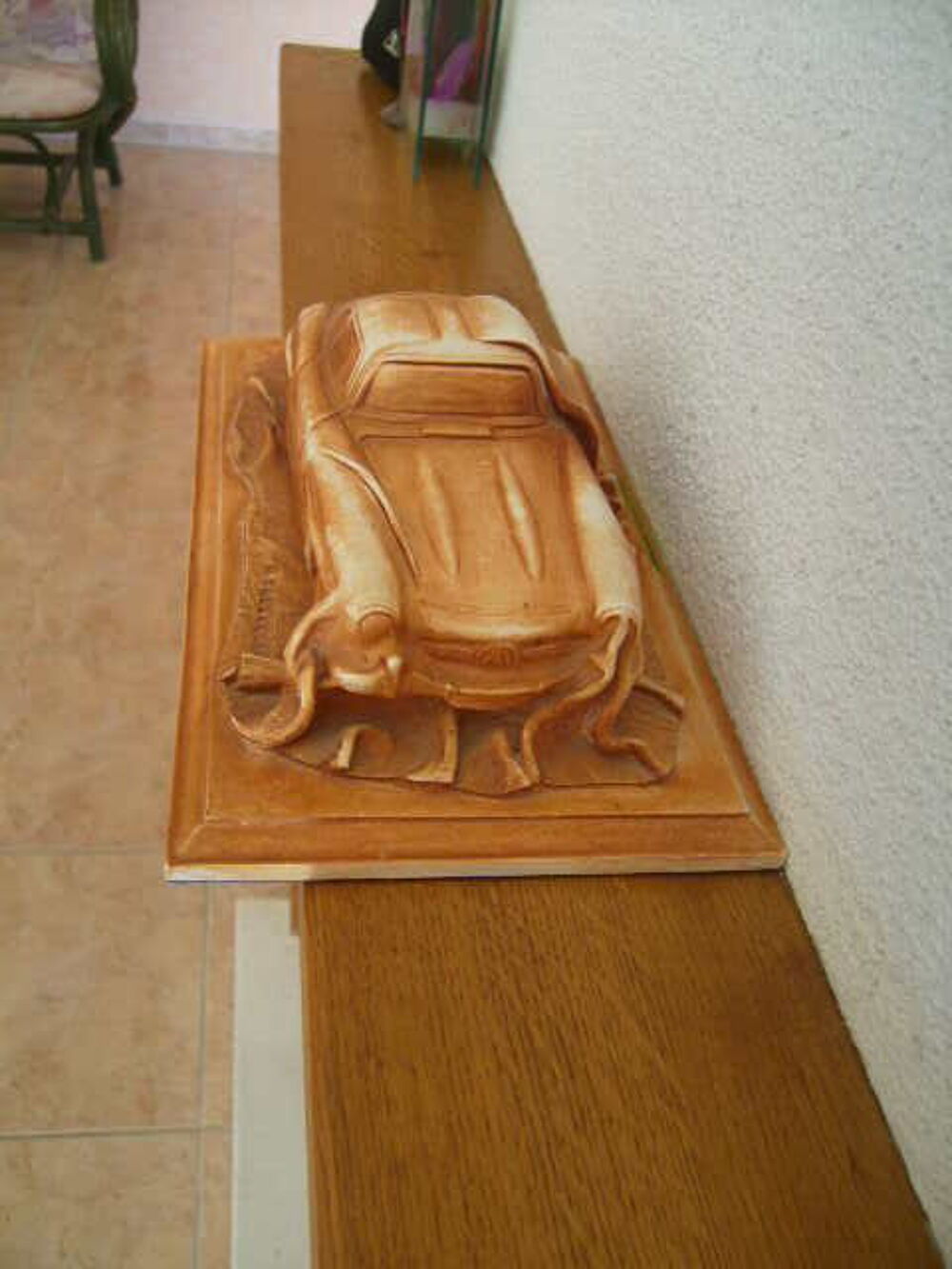 Statue pl&acirc;tre Mercedes-Benz 300SL 1954 sous b&acirc;che L.LAUGERAT Décoration