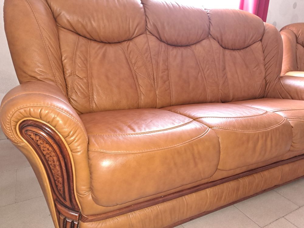 Canap&eacute; Bois massif et cuir Gold (3 ou 4 places) Meubles