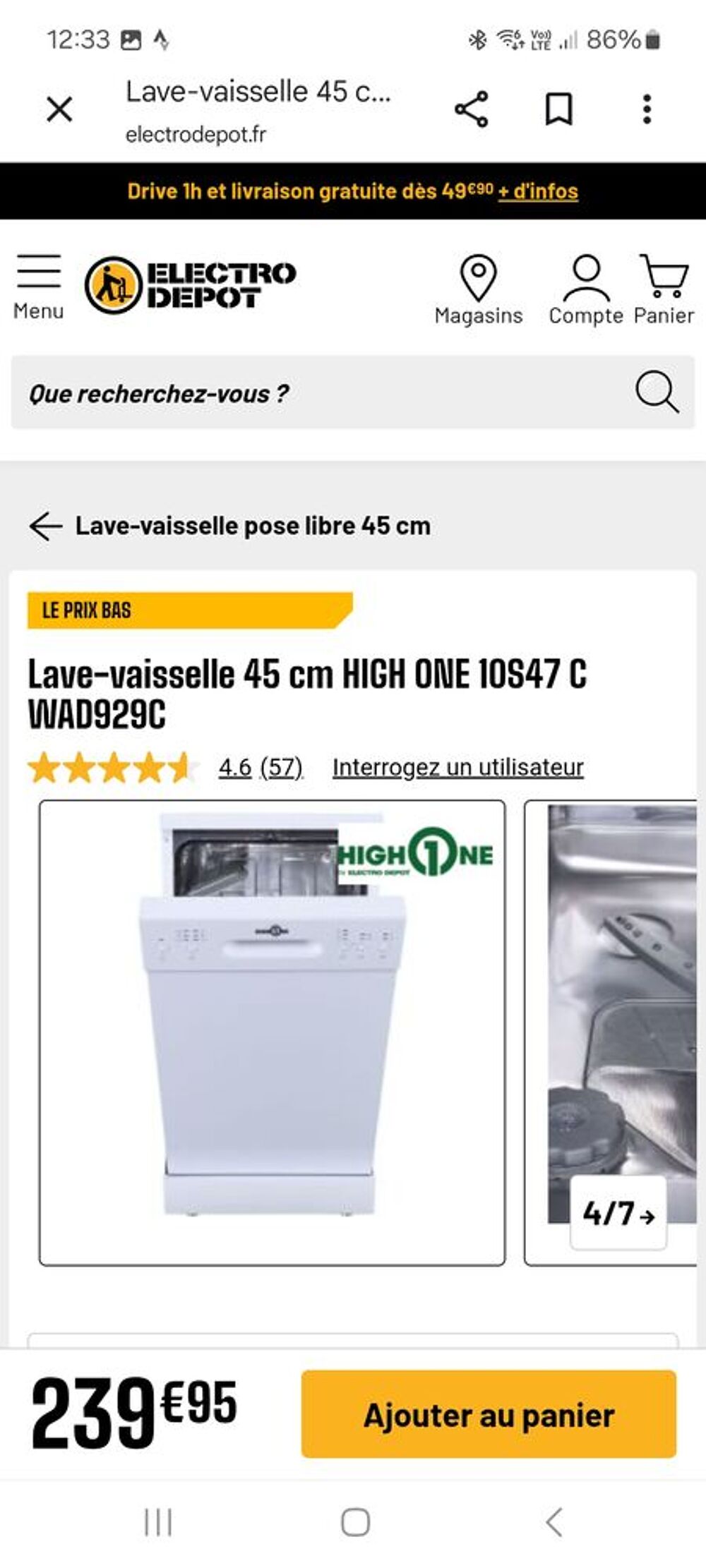 Lave vaisselle 10 couverts largeur 45 cm Cuisine