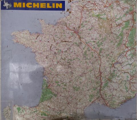 Carte routi�re murale m�tal FRANCE. MICHELIN, �dition 1970. 27 Mulhouse (68)
