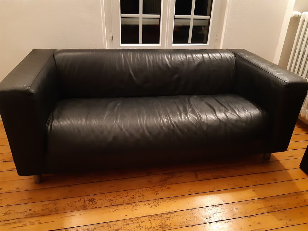 CANAPE CUIR NOIR 3 PLACES Meubles