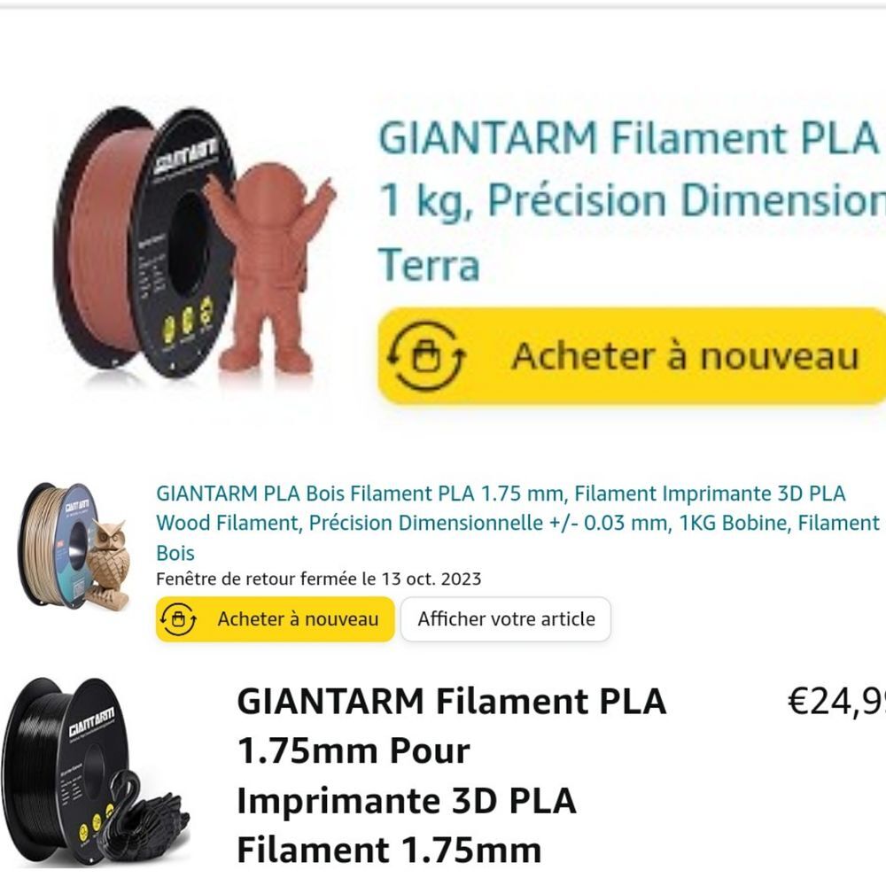10 bobines de filament d'imprimante 3D PLA (dont 1 PETG) Jeux / jouets