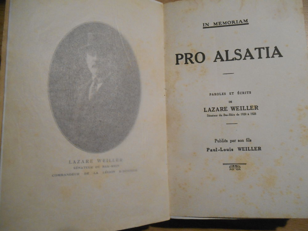 PRO ALSATIA ? IN MEMORIAM (Suite de Pro Alsatia) L. Weiller Livres et BD