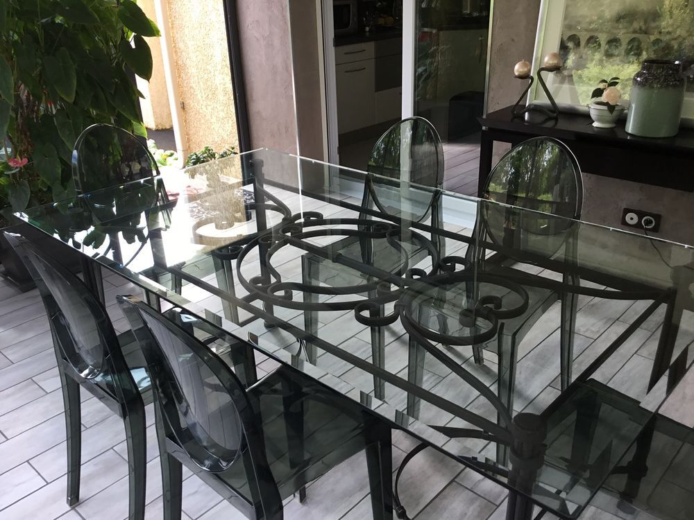 Tables fer forg&eacute; verre Meubles