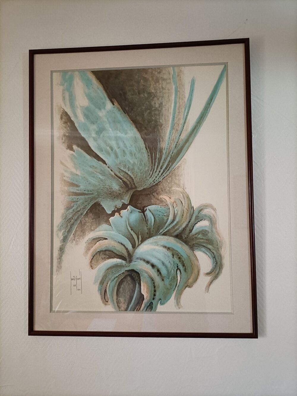 Tableau encadr&eacute;, illustration bleu-vert Décoration