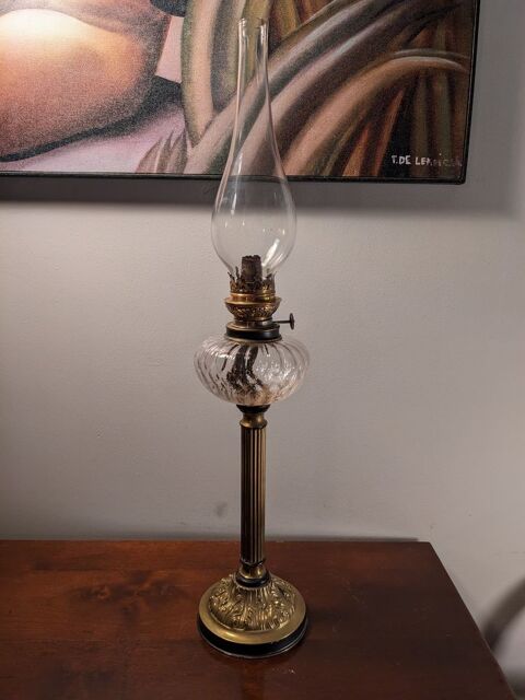 Grande lampe à pétrole époque Napoléon III verre ou cristal 65 Marseille 13 (13)