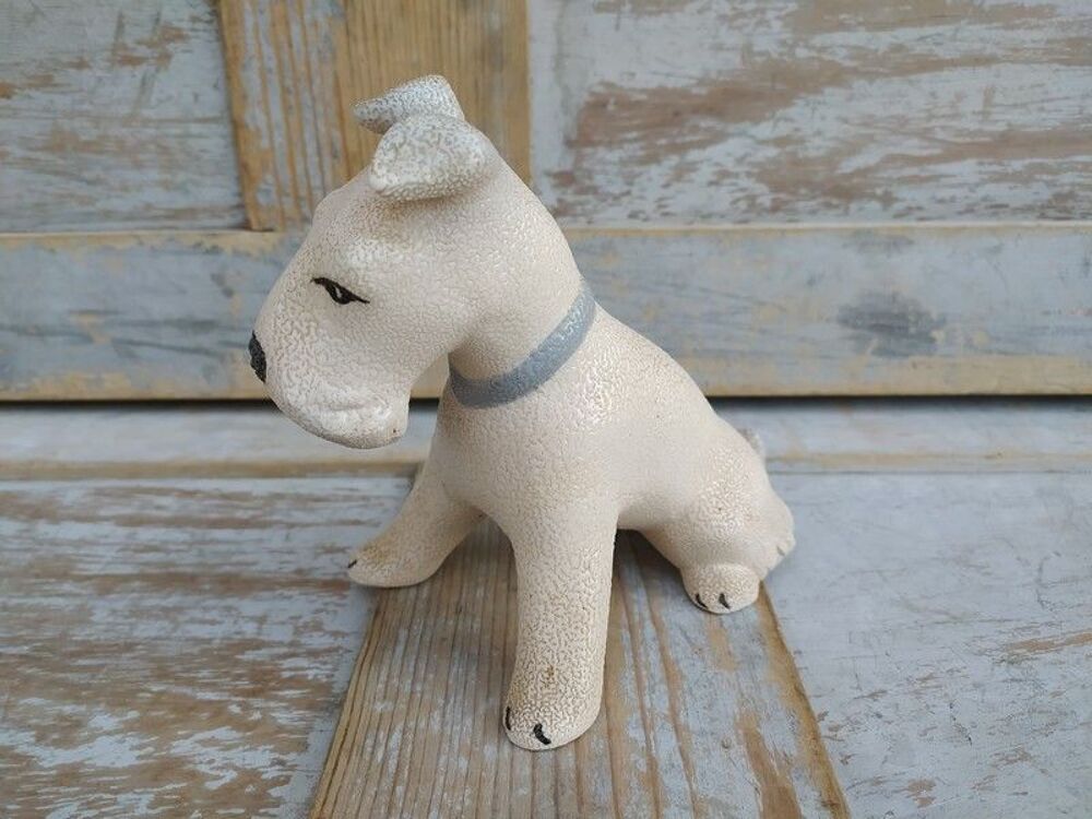 Chien Fox Terrier C&eacute;ramique Fa&iuml;ence &Eacute;mail Crisp&eacute; Art D&eacute;co 