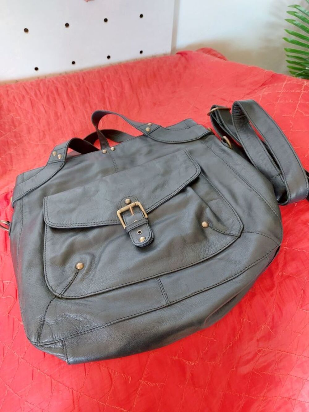 Grand cabas cuir noir La Redoute Maroquinerie