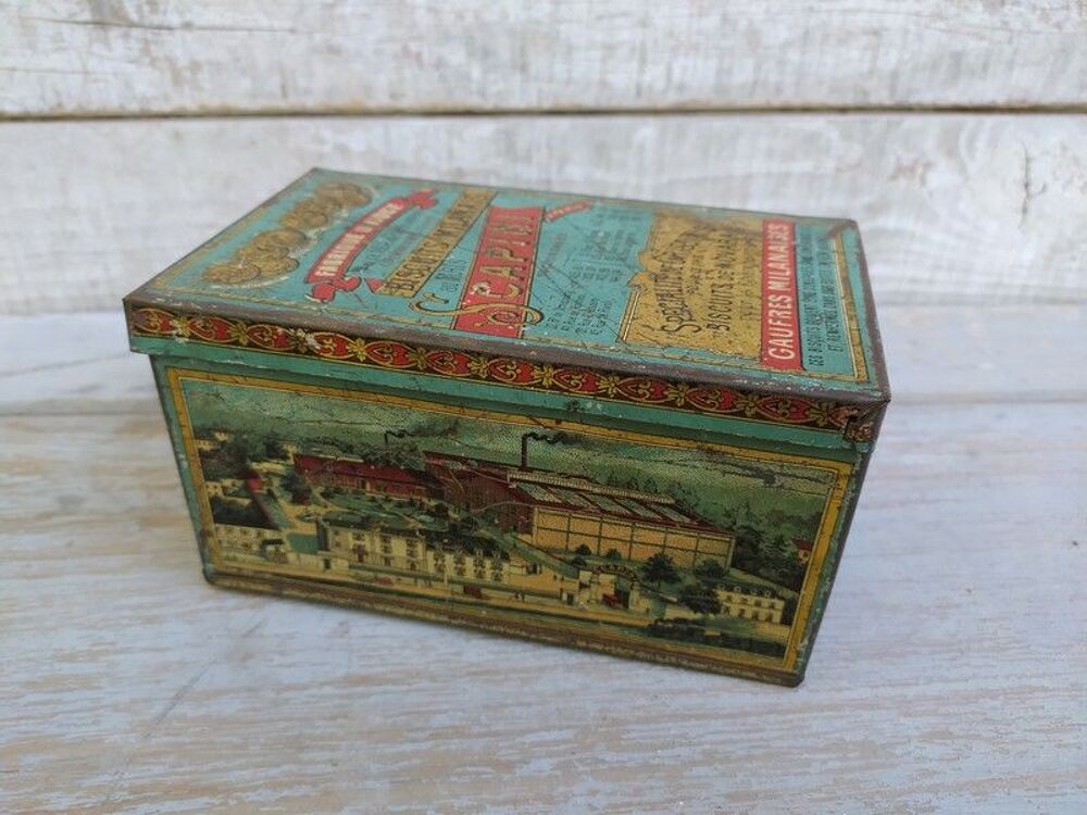 Ancienne Boite T&ocirc;le Publicitaire Biscuits Milanais Scapini 