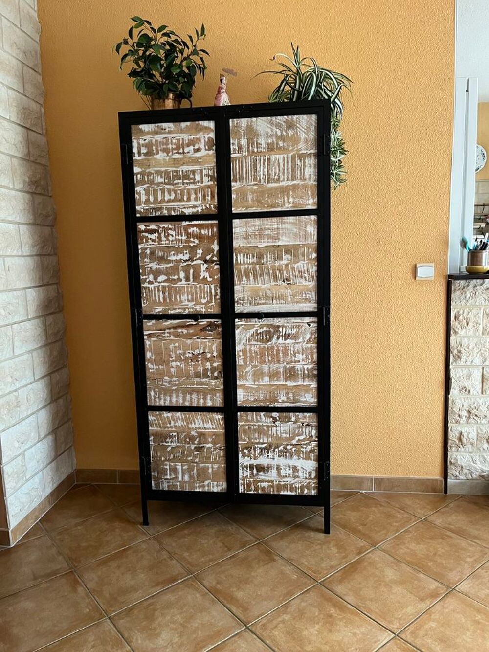 ARMOIRE METAL ET BOIS DE MANGUIER Maison du mon Meubles