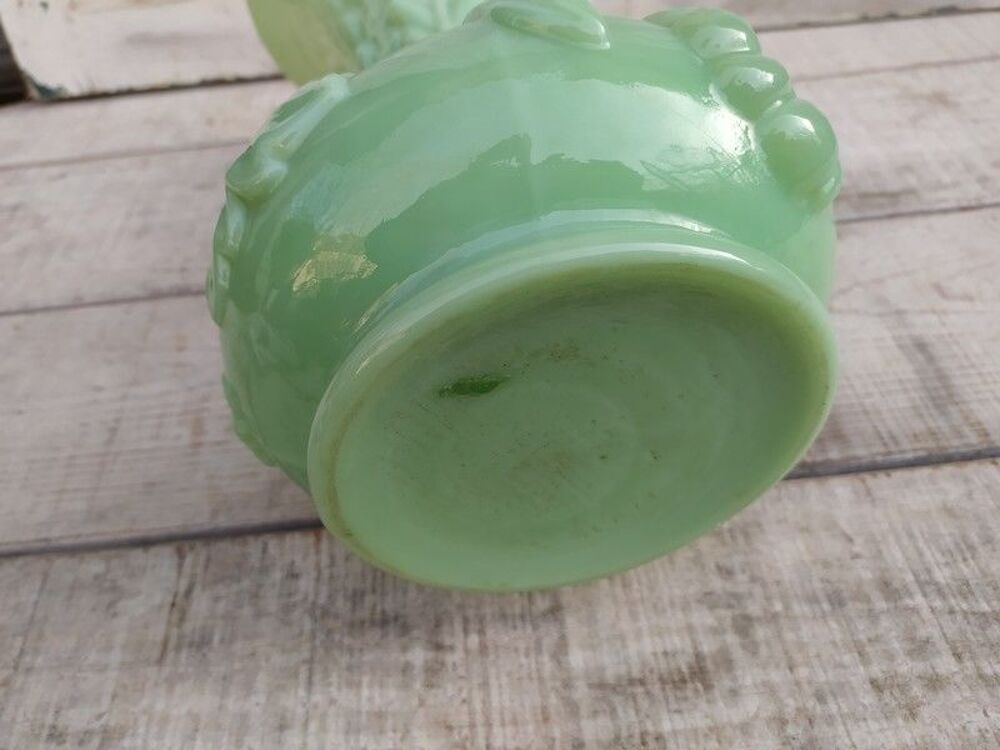 Grand Vase Verre Opaline Verte Saint Louis D&eacute;cor Fleurs Décoration