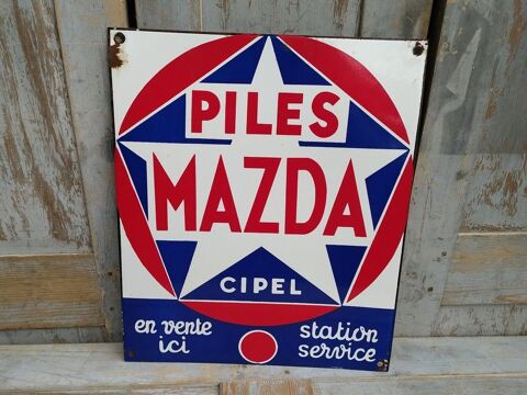 Plaque Publicitaire �maill�e Piles MAZDA Station Service 140 Loches (37)