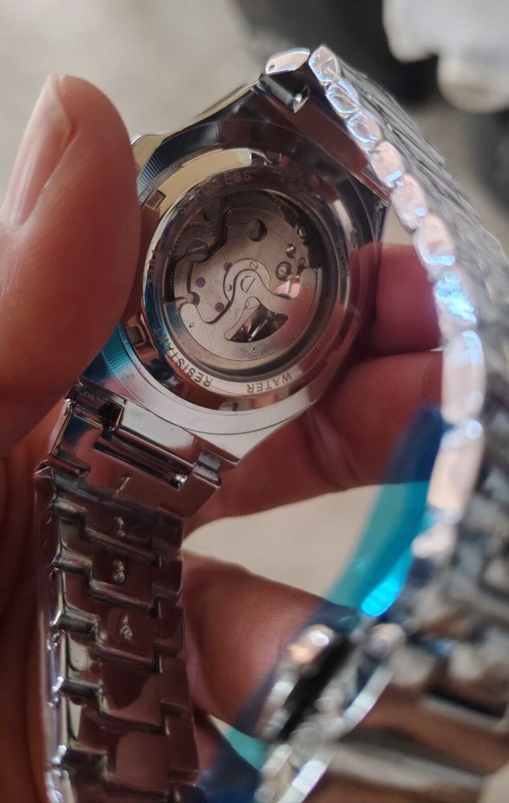 Montre automatique homme Luolinglongjue €" Acier argent&eacute; €" Style luxe Bijoux et montres