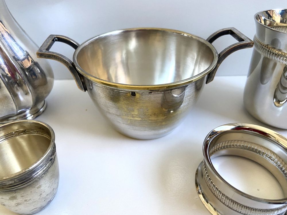 Lot Argenterie Ancienne M&eacute;tal &amp; Laiton Argent&eacute; Vintage 