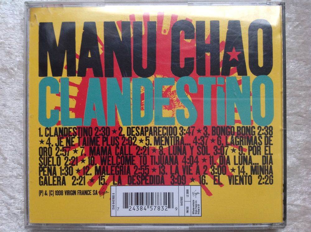 MANU CHAO CLANDESTINO Envoi Possible
CD et vinyles