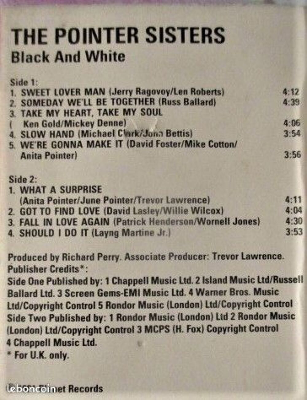 Cassette audio The Pointer Sisters CD et vinyles