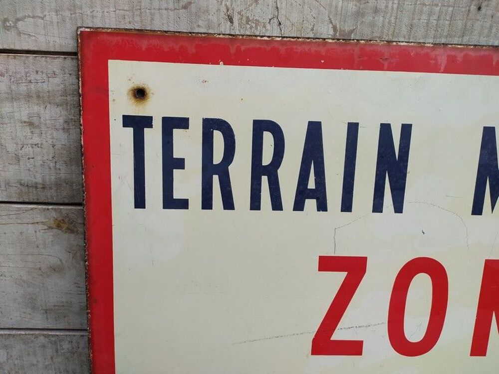 Ancienne Plaque &Eacute;maill&eacute;e Terrain Militaire zone Interdite 