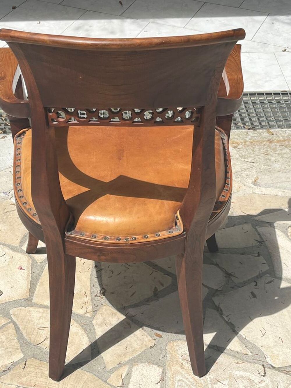 fauteuil de bureau bois massif et cuir Meubles