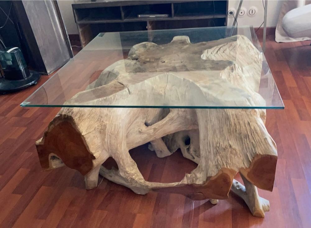 Table basse 120x120 en bois massif de teck Meubles