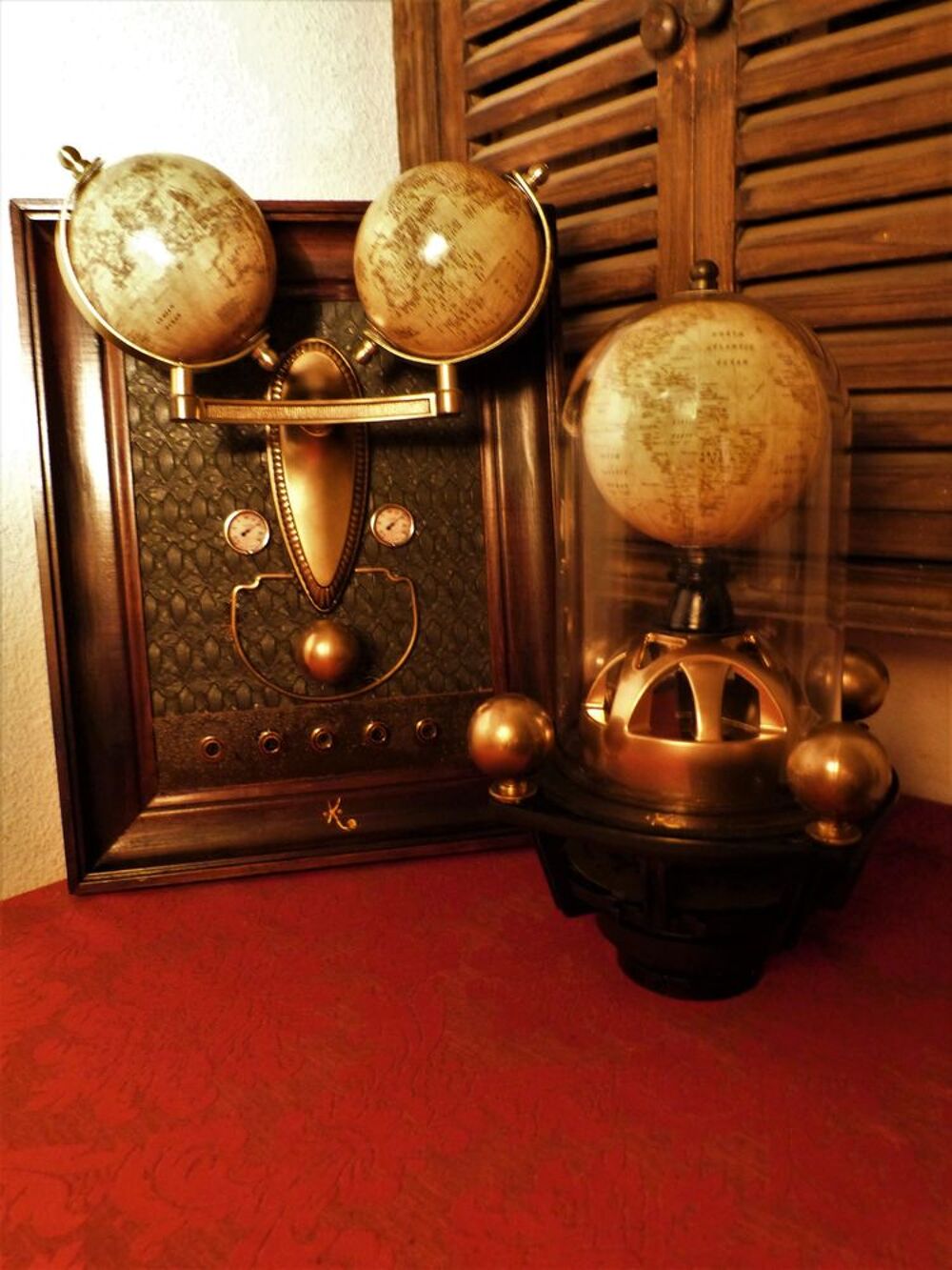Tableau &amp; Globe de Curiosit&eacute; "ASTRONOMIA XIX" Steampunk Décoration