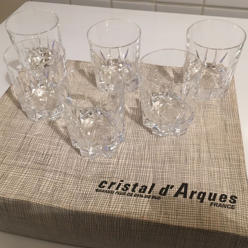 Coffret 6 verres Whisky en cristal d'Arques vintage. Cuisine