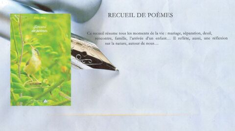Recueil de Poèmes, édité sous les éditions St Honoré 17 Villars-les-Dombes (01)