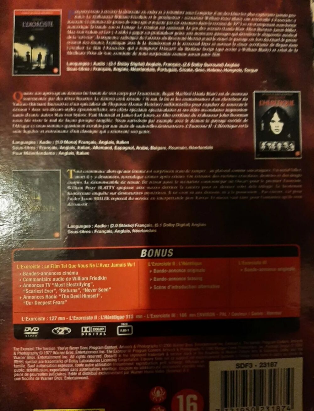 L'exorciste collection dvd DVD et blu-ray