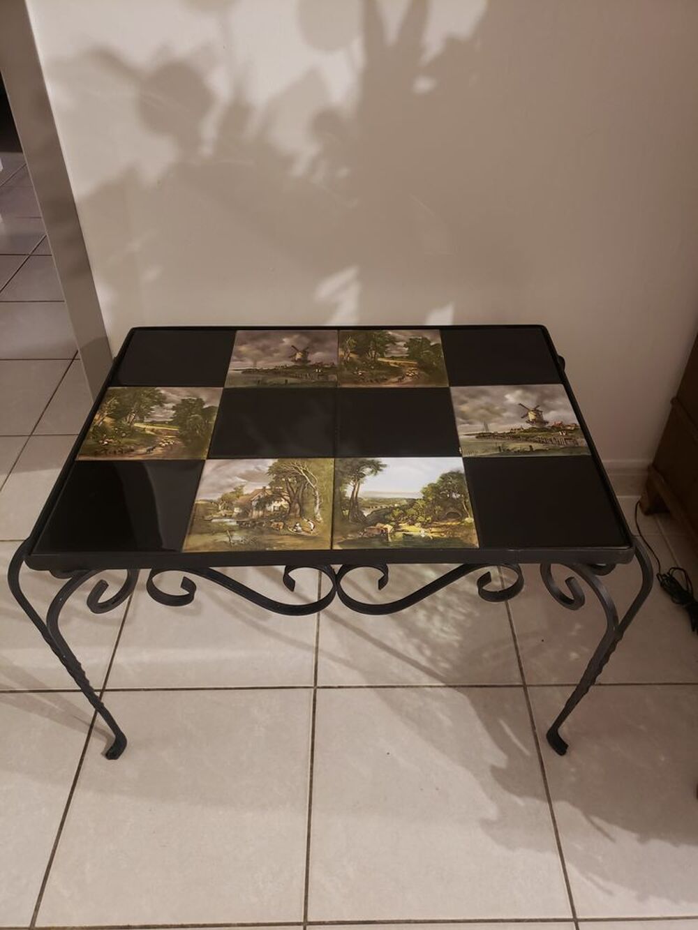 Table basse en fer forg&eacute; vintage Meubles