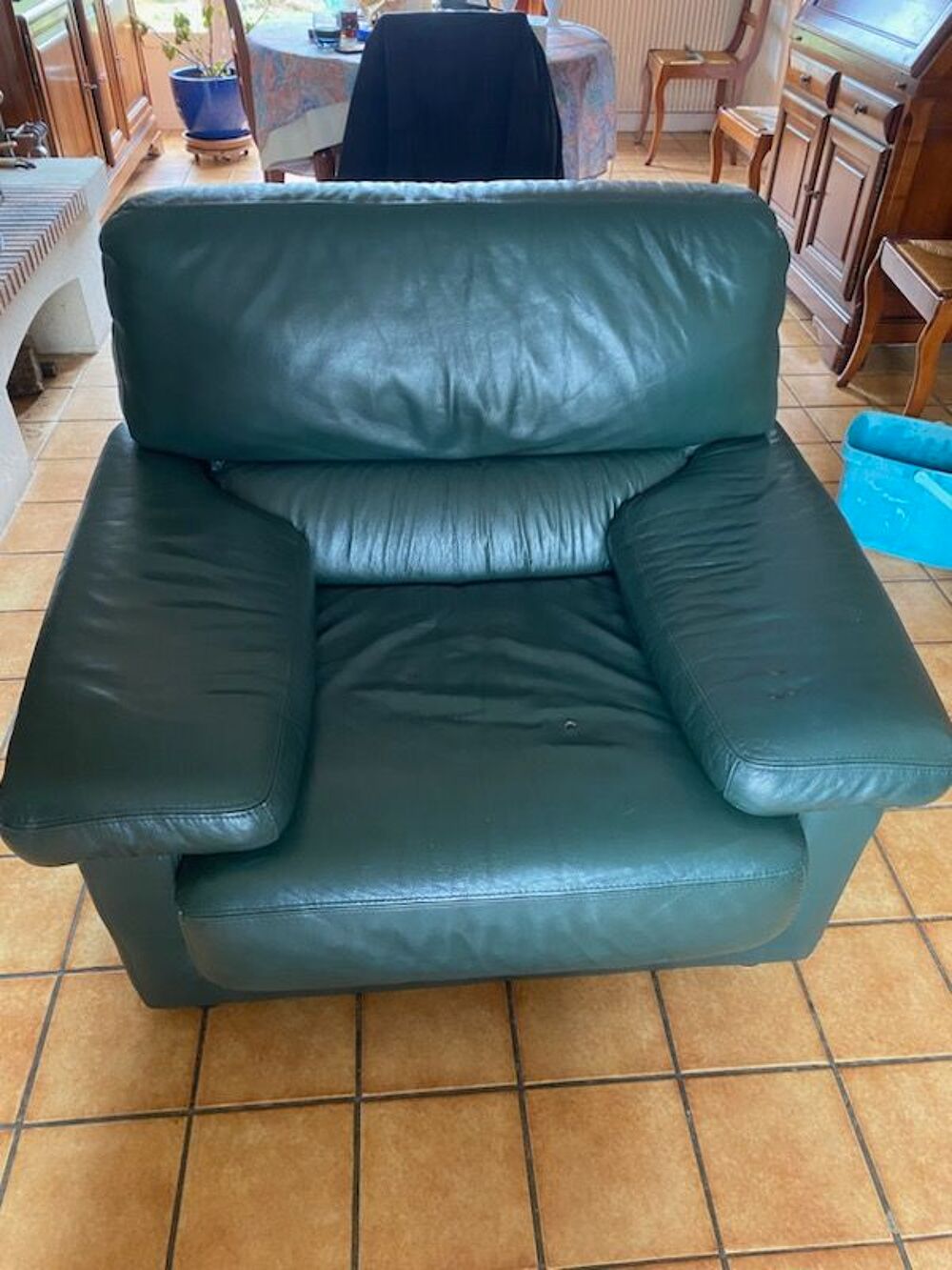 Fauteuil cuir vert 
Meubles