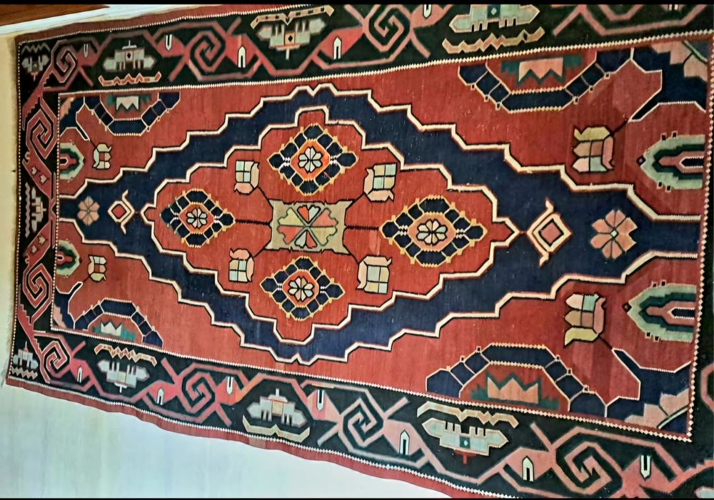 Tapis Kilim antique fait main en laine Décoration