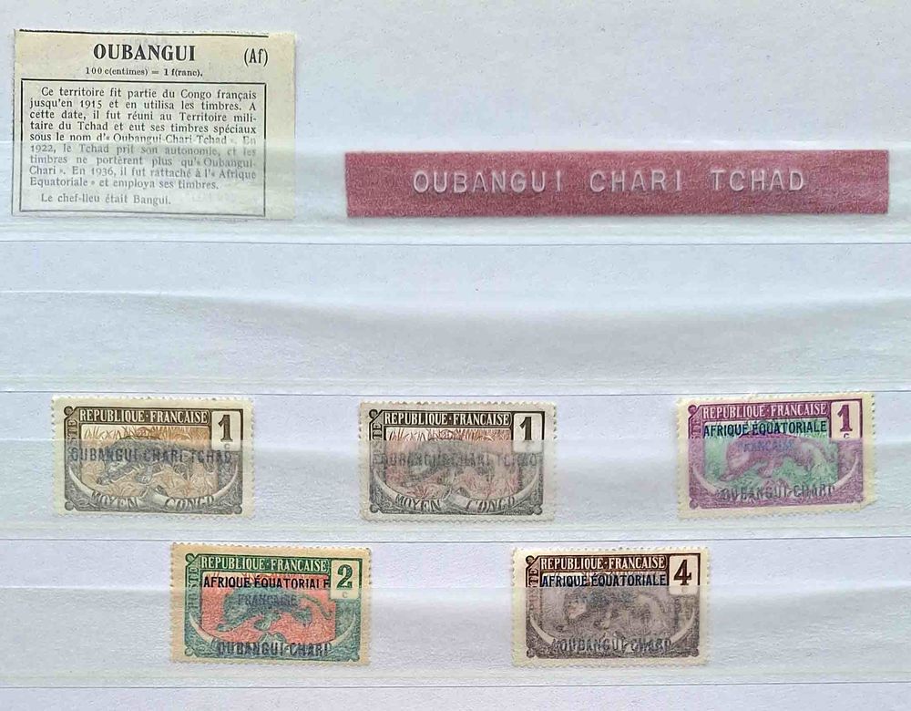 S&eacute;rie de timbres de collection d'Oubangui-Chari 
