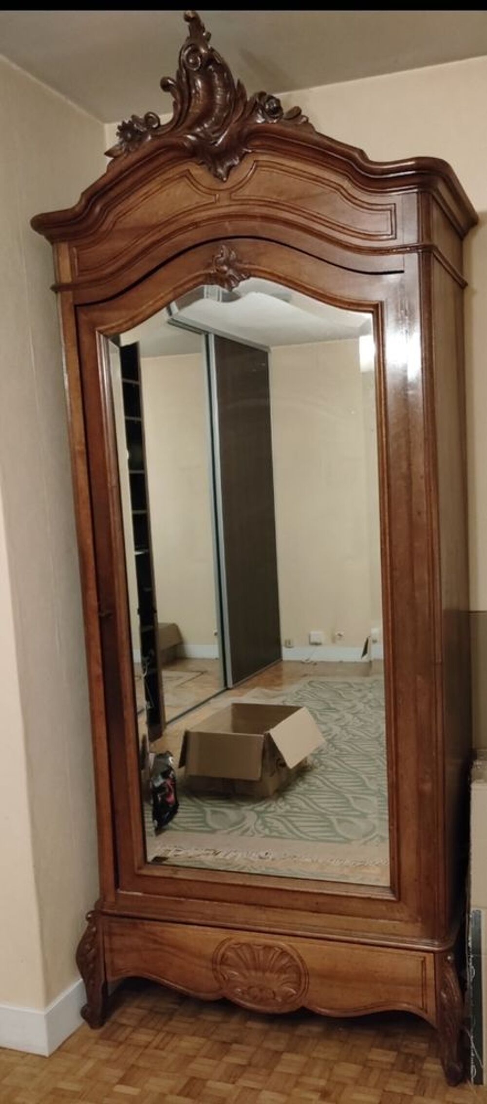 Armoire style Louis XV/ 1 porte &agrave; miroir biseaut&eacute;e Meubles