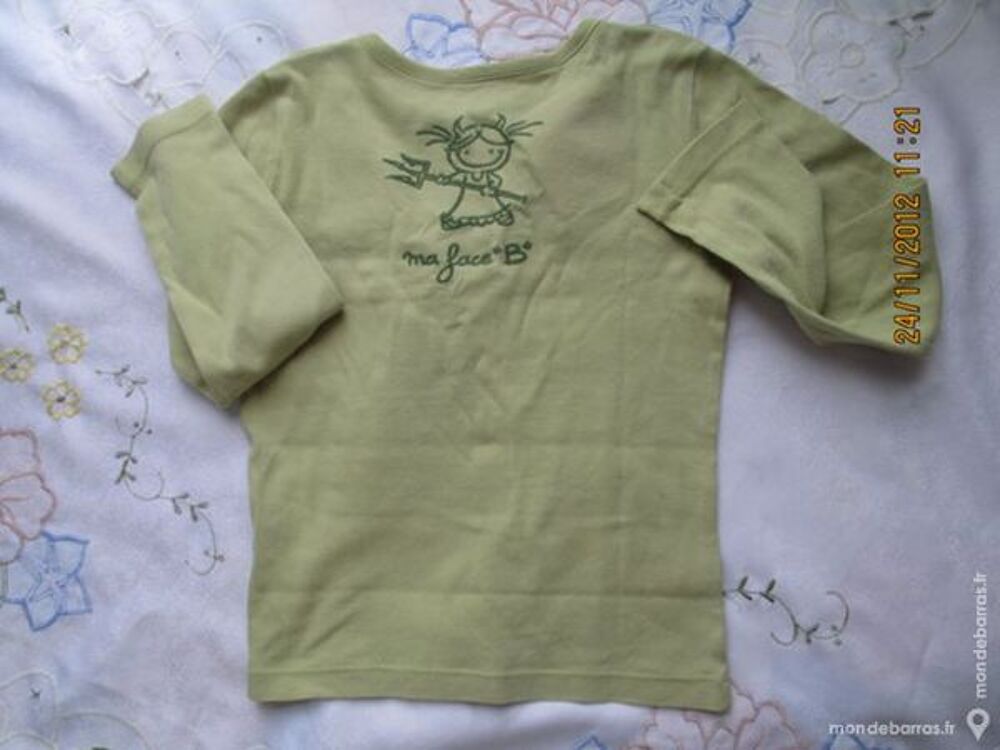 Fille 6 A tee shirt vert amande manches longues Vtements enfants