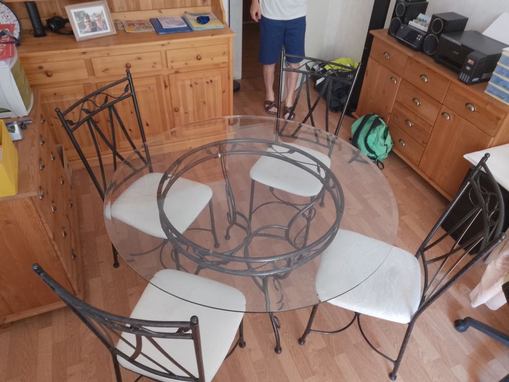 tables est chaise de salle &agrave; manger en verre Meubles