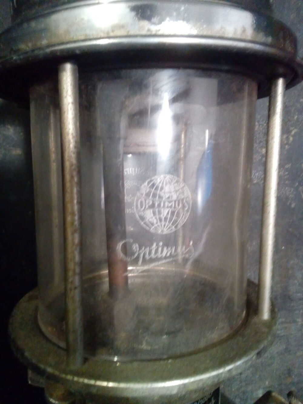 RARE : Lampe temp&ecirc;te m&eacute;tal chrom&eacute; OPTIMUS d'origine, compl&egrave;t 