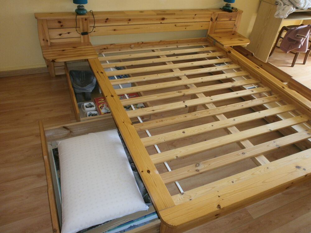 LIT A LATES AVEC 4 TIROIRES 90x56 SANS MATELAS 140x190 TBE Meubles