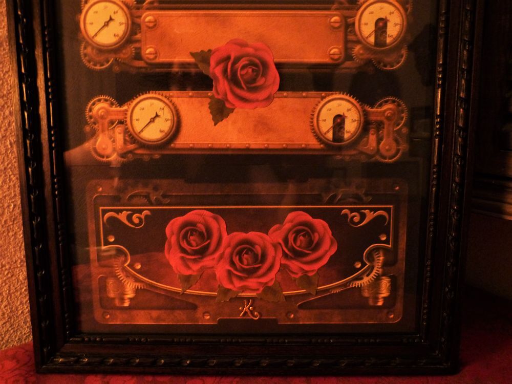 Tableau "ROSES IN FACTORY XIX" Steampunk Décoration