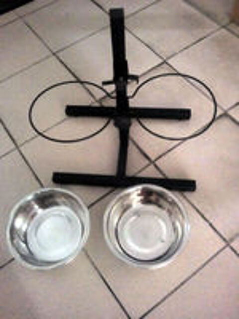   Porte Gamelles Bar À Chien Support Pour 2 Écuelles 