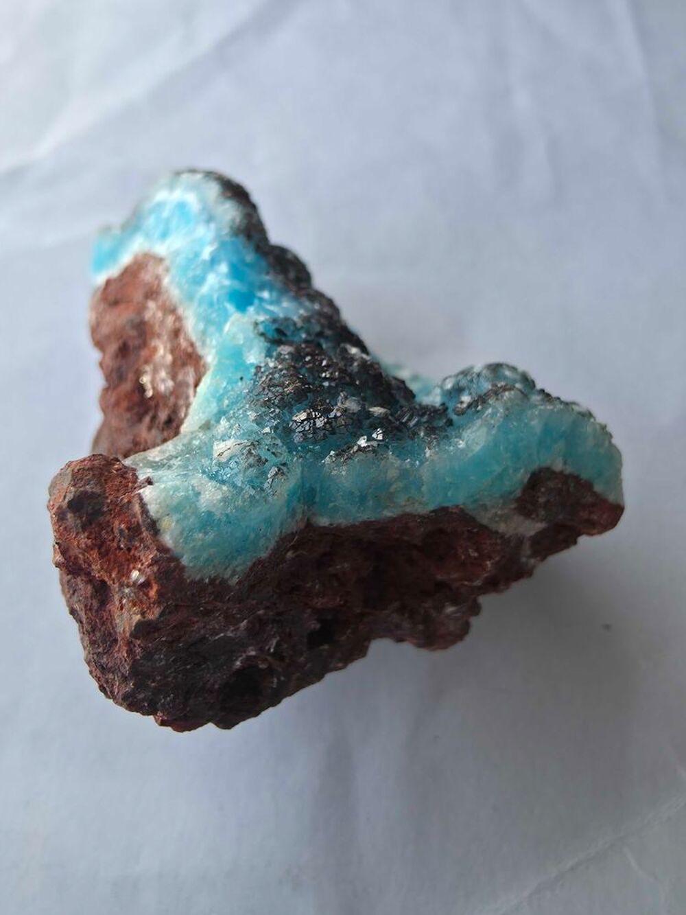 Min&eacute;ral H&eacute;mimorphite Bleue sur Matrice-Katanga, RDC-75g 