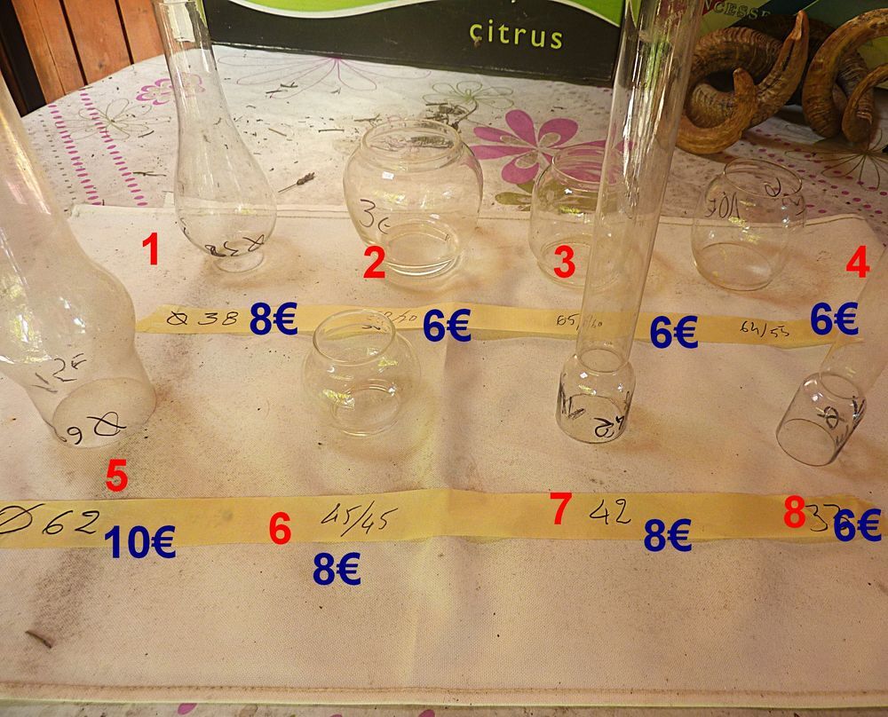 Verres pour Lampes anciens cristal Décoration