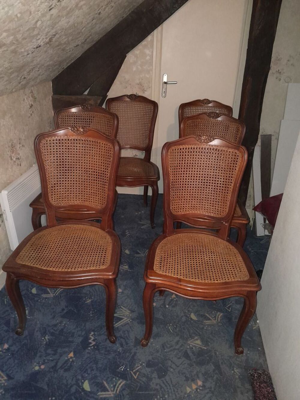 6 chaises en rotin et osier Maroquinerie