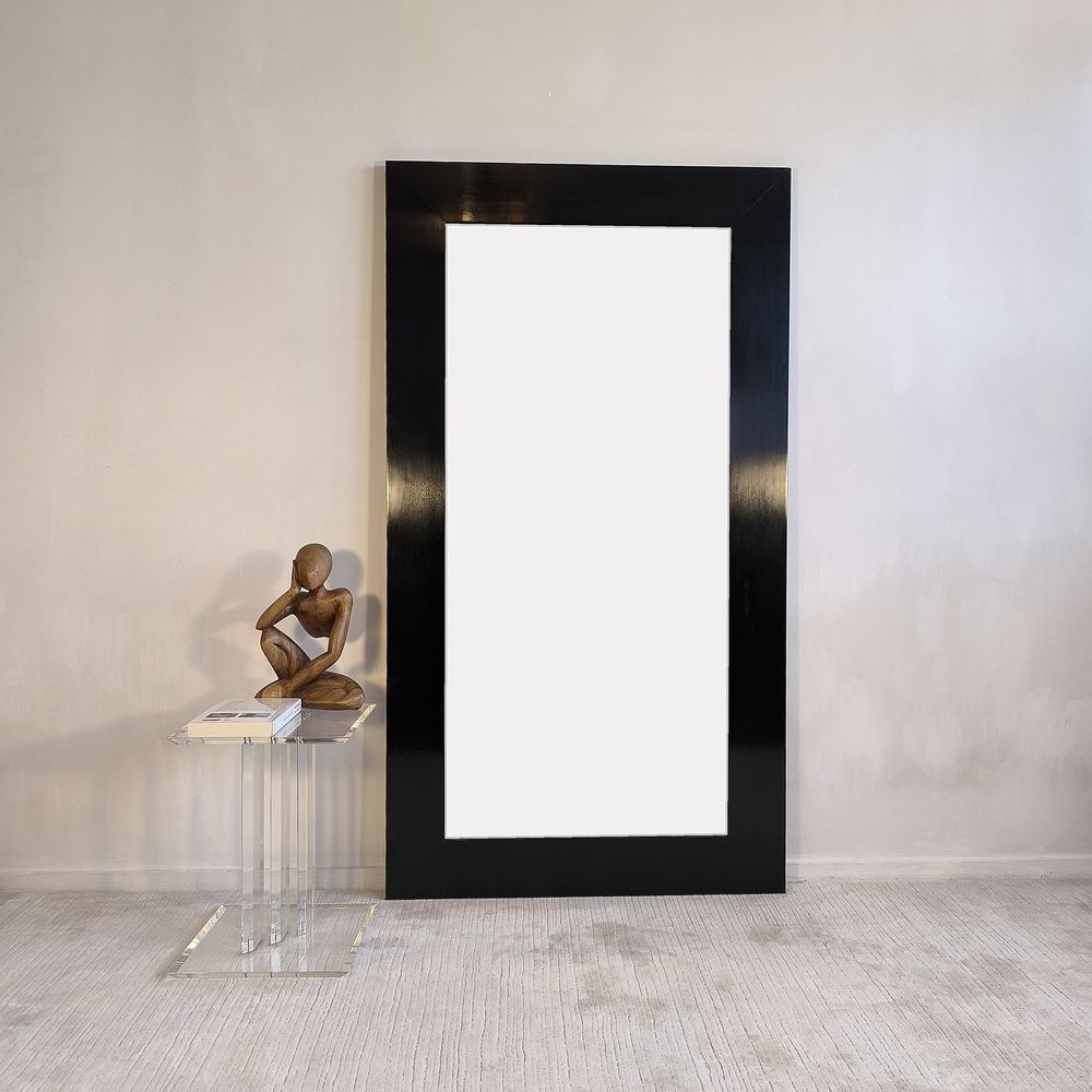 Tr&egrave;s beau grand miroir intemporel, noir laqu&eacute; Barbara Barry Décoration