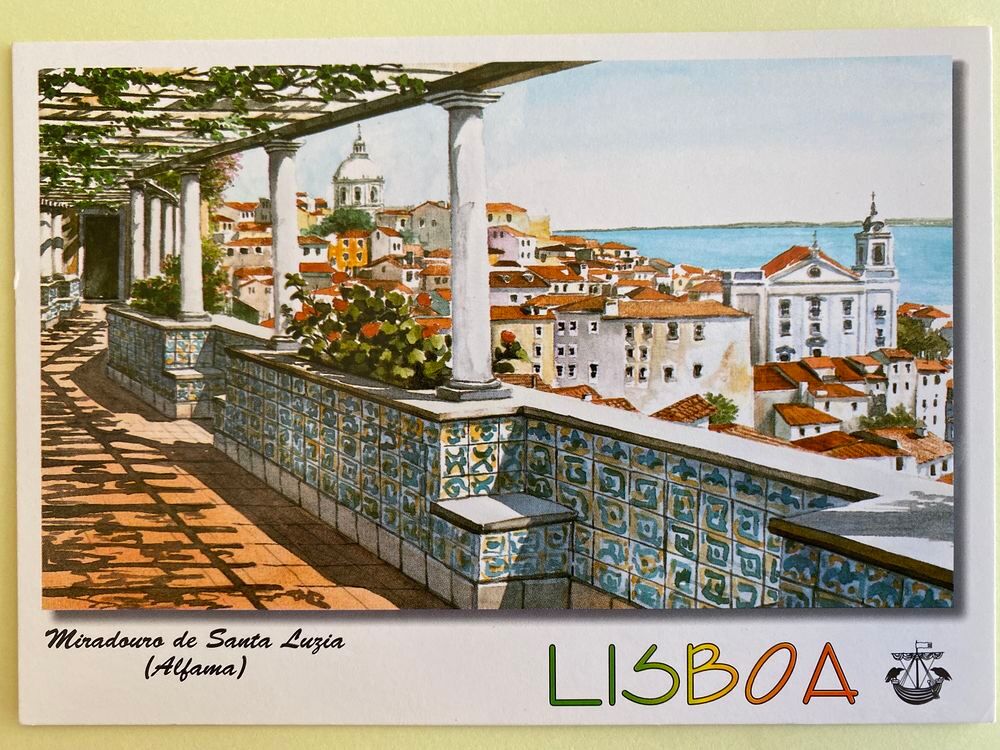 Carte Postale Miradouro de Santa Luzia AlfamaAquarelle Lisbo 