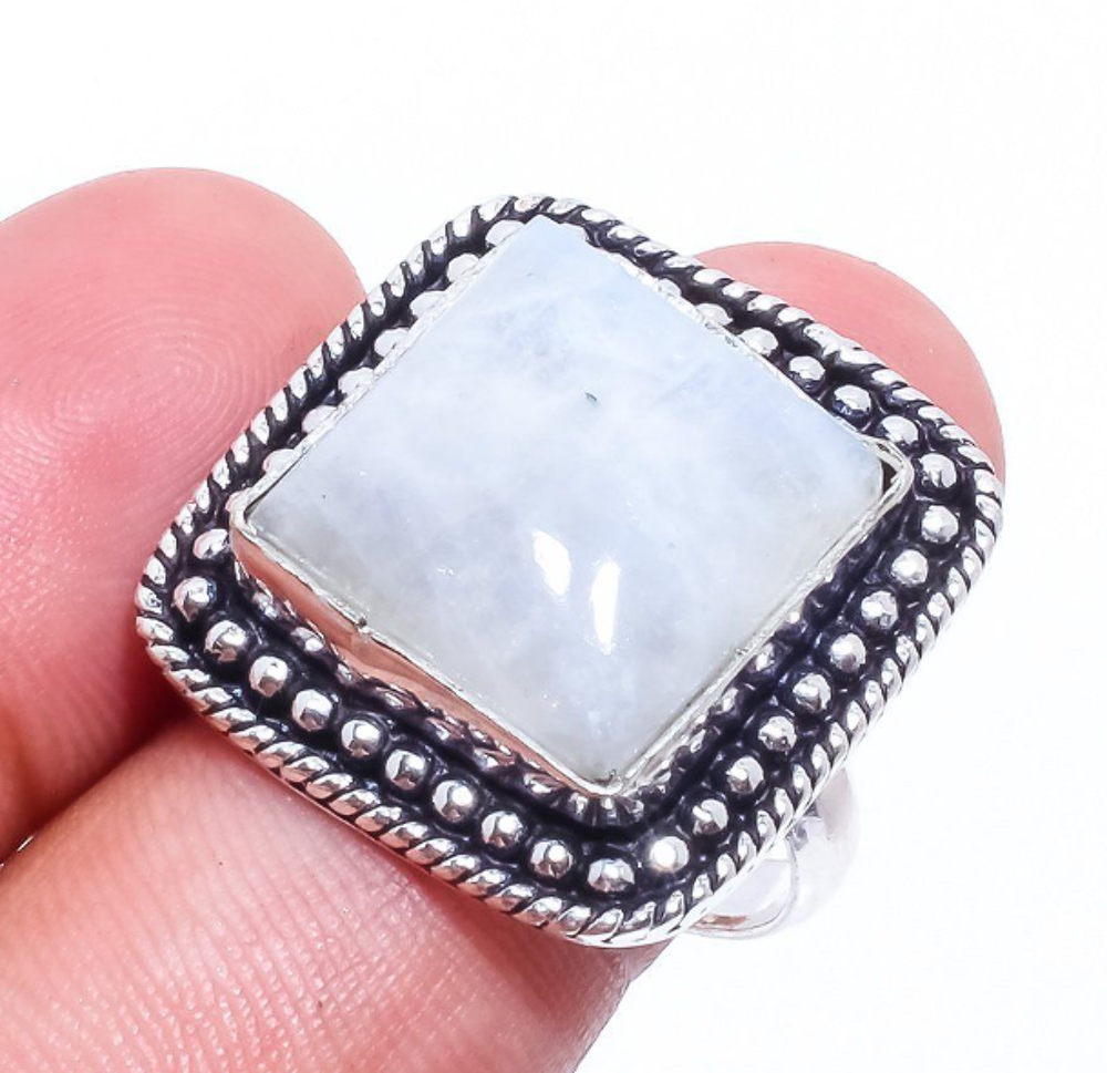 Bague PIERRE DE LUNE, Plaqu&eacute;e argent 925 - T59 (US 8.5) Bijoux et montres