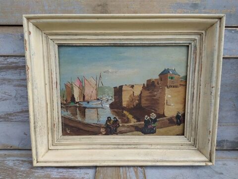 Tableau Paysage Breton Marine Port Concarneau non signé 60 Loches (37)